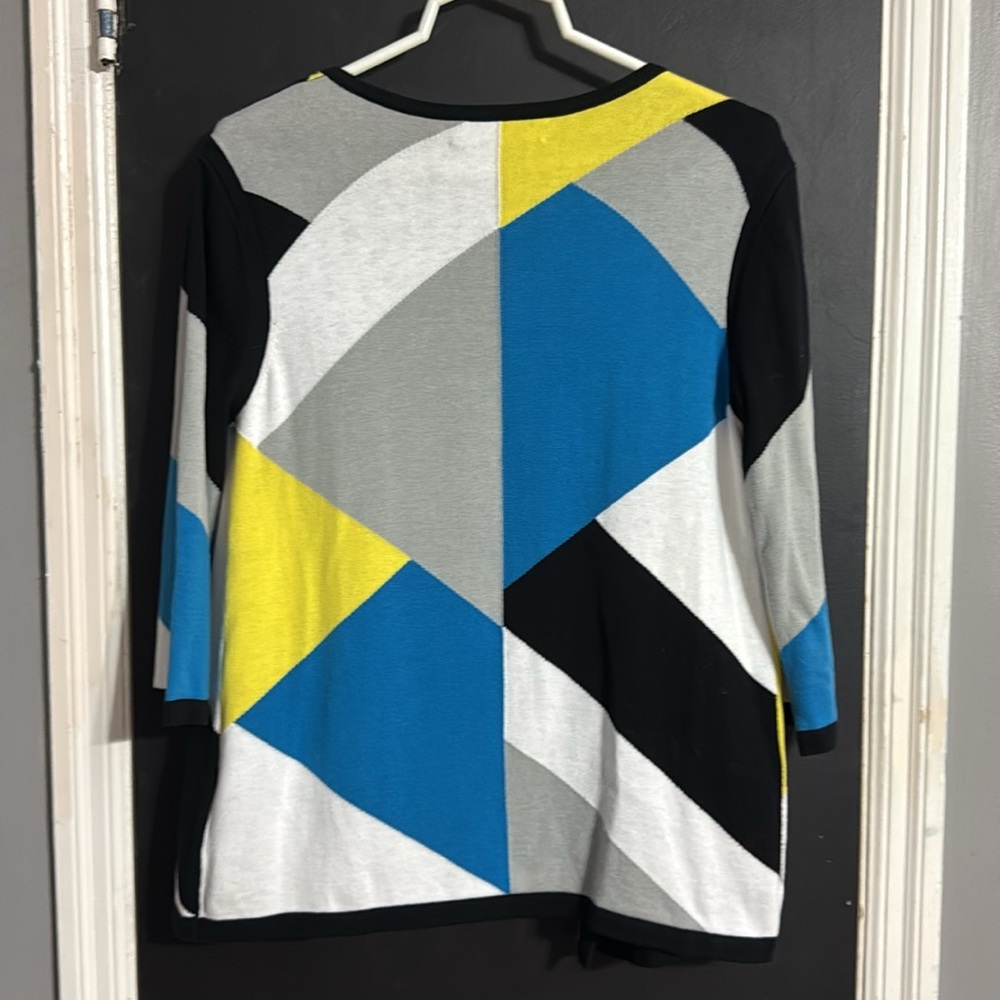 KASPER Color Block Open Front Cardigan Size: M - Picture 6 of 7